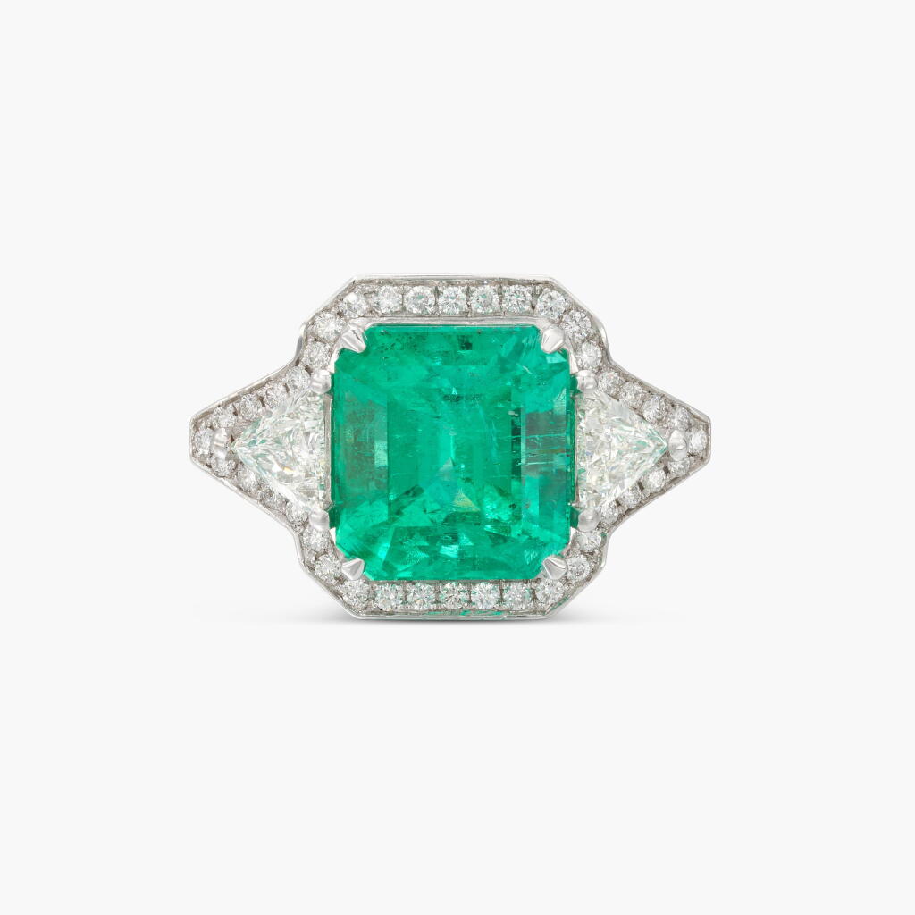 View full screen - View 1 of Lot 286. Emerald and Diamond Ring .