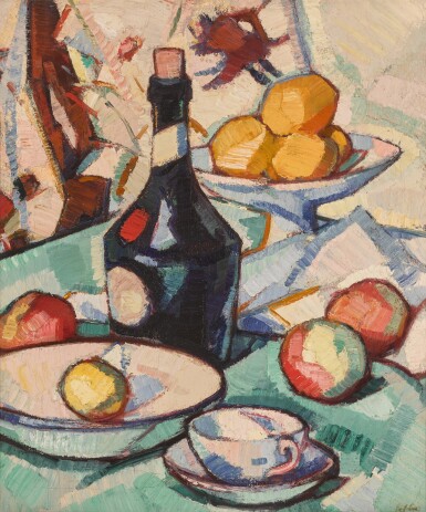 View full screen - View 1 of Lot 17. Still Life with a Benedictine Bottle and Fruit.