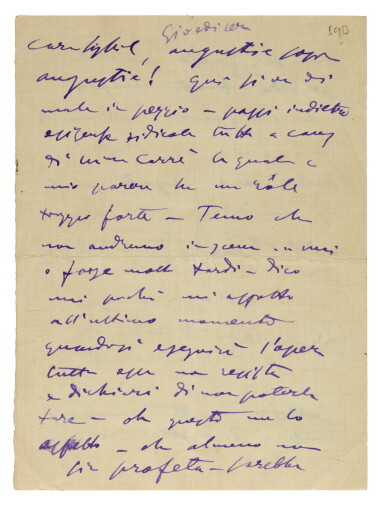 View full screen - View 1 of Lot 70. G. Puccini. Six autograph letters and postcards about the Paris premiere of Madama Butterfly, 1906.