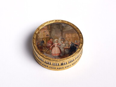 View full screen - View 1 of Lot 173. A gold-mounted lacquer boîte-à-miniature, Paris, 1772 | Boîte-à-miniature en laque montée en or, Paris, 1772.