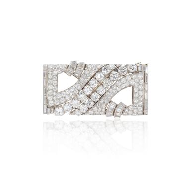View full screen - View 1 of Lot 1066. Diamond double-clip brooch, 1930s.