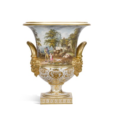 View full screen - View 1 of Lot 87. A massive Derby campana-shaped vase, circa 1810, attributed to Robert Brewer.