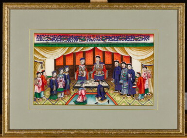 View full screen - View 1 of Lot 280. Two paintings depicting royal gatherings, Chinese school, 19th century.