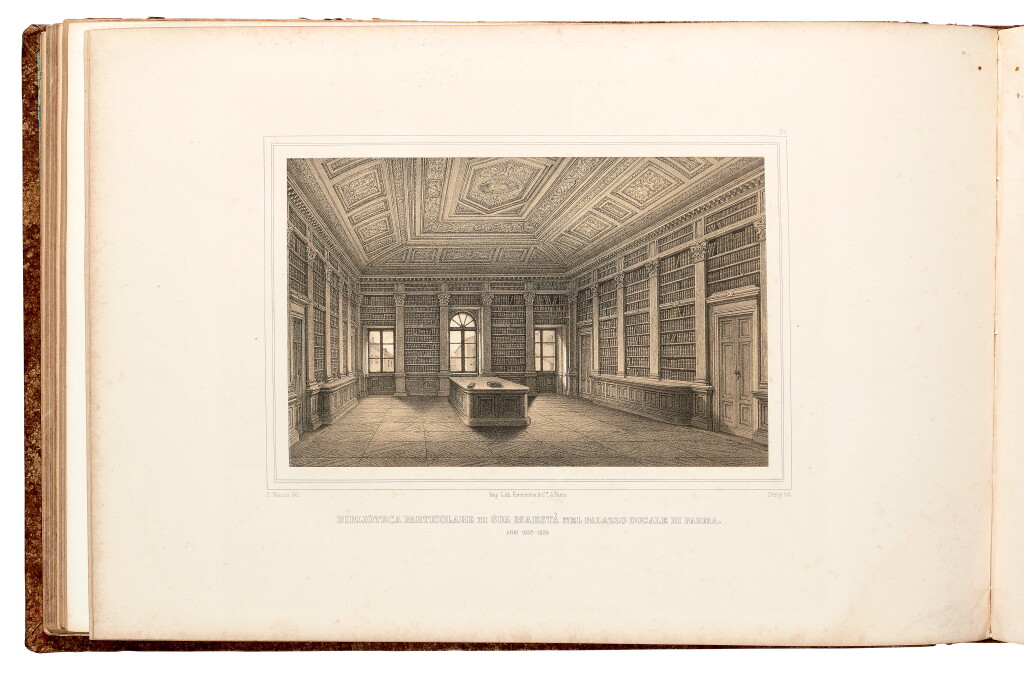 View full screen - View 1 of Lot 90. Bombelles, Monumenti e munificenze di Maria Luigia, Parma, 1845, contemporary half calf.