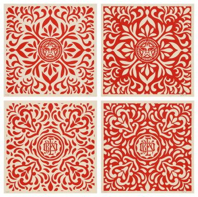 View full screen - View 1 of Lot 106. JAPANESE FABRIC PATTERN SET RED.