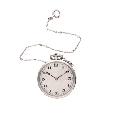 View full screen - View 1 of Lot 482. A platinum and diamond set open faced watch, Circa 1930.