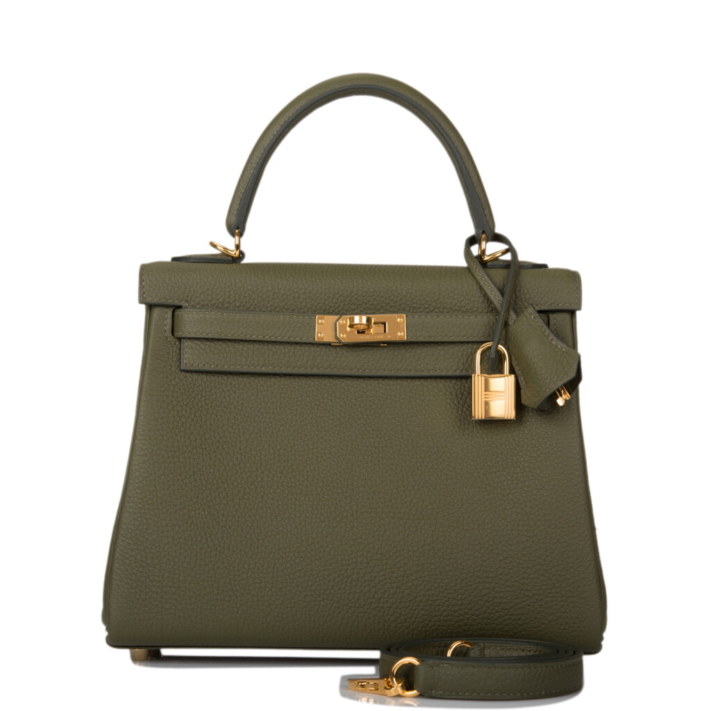 View full screen - View 1 of Lot 106. Vert Veronese Togo Leather Retourne Kelly 25 Gold Hardware, 2020.