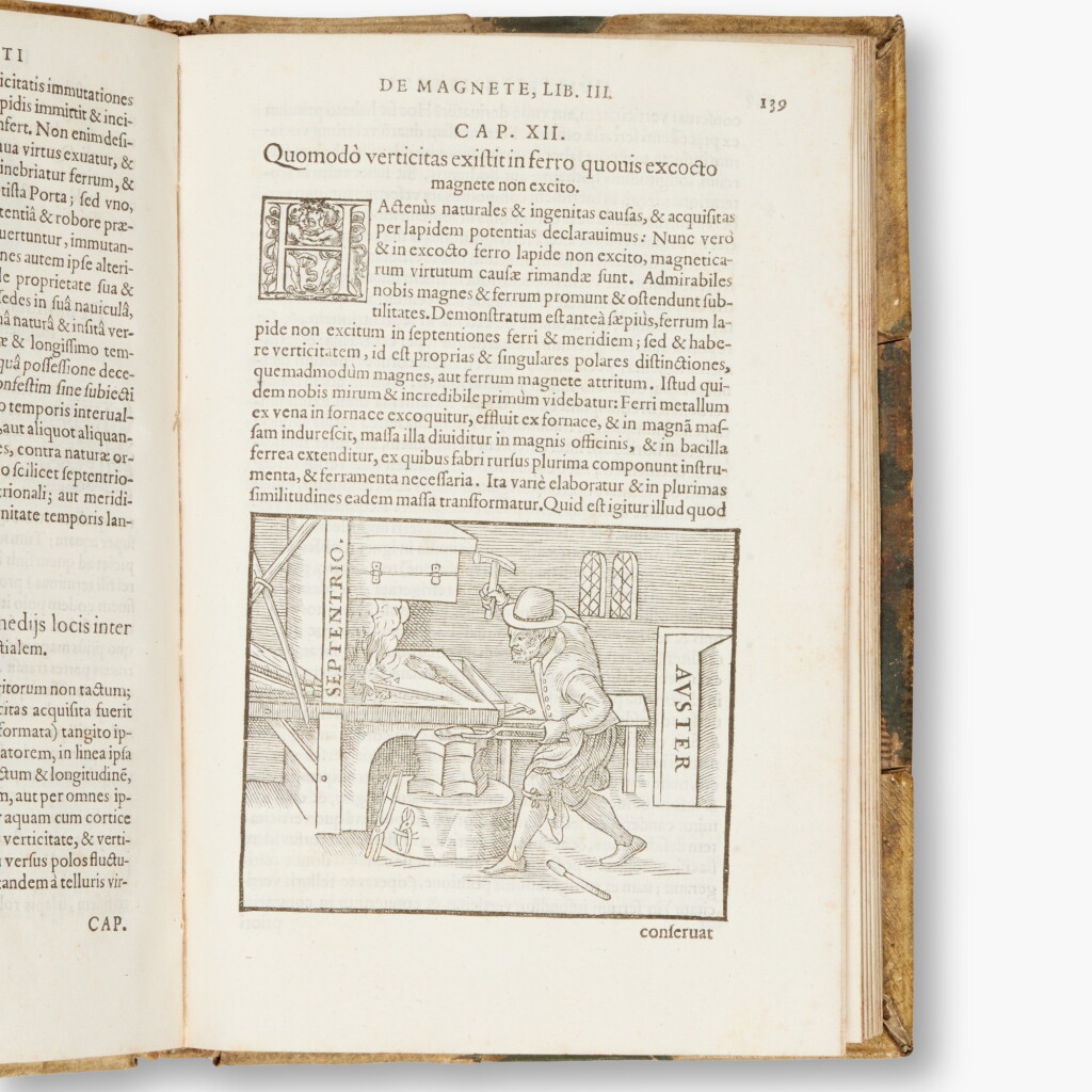 View full screen - View 1 of Lot 33. Gilbert, William | De magnete, magneticisque corporibus, et de magno magnete tellure …, London, 1600, first edition, old German pigskin over green-stained vellum.
