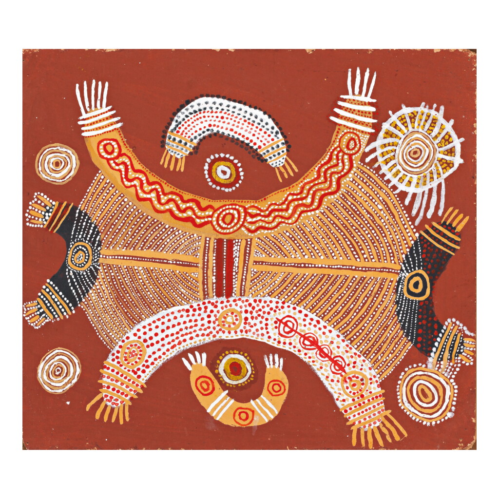 View full screen - View 1 of Lot 6. UTA UTA TJUNGALA | UNTITLED (TWO BOYS' DREAMING - BOYS; HAIRPIECE DREAMING).
