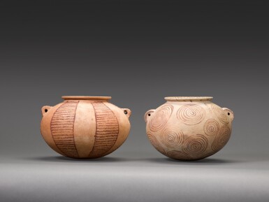 View full screen - View 1 of Lot 113. Two Egyptian Buffware Pottery Jars, Predynastic Period, Naqada II, 3400-3200 B.C..