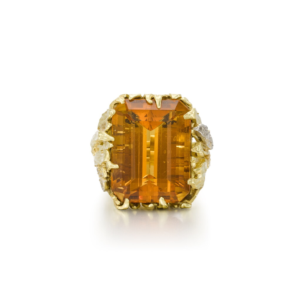 View full screen - View 1 of Lot 34. Citrine and Diamond Ring.
