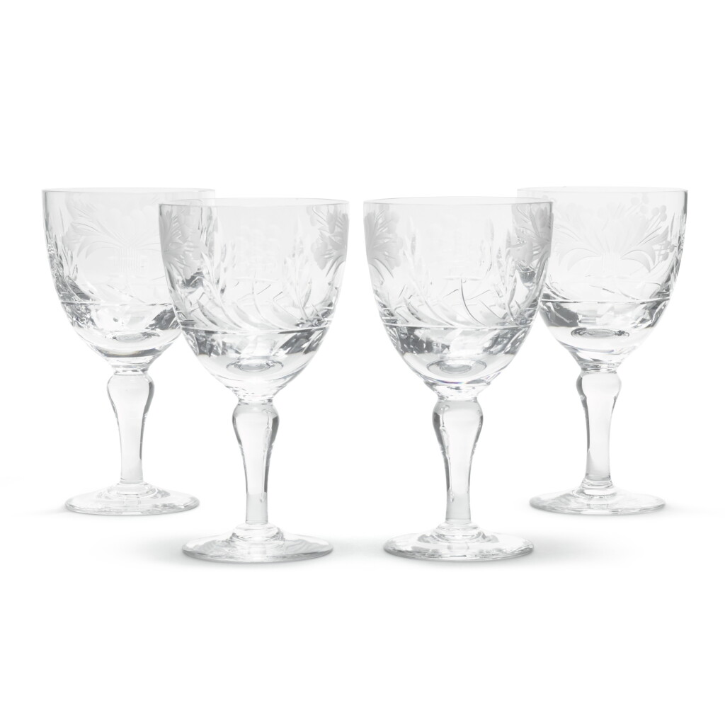 View full screen - View 1 of Lot 654. A collection of glass decanters, 19th century and a set of six wine glasses.
