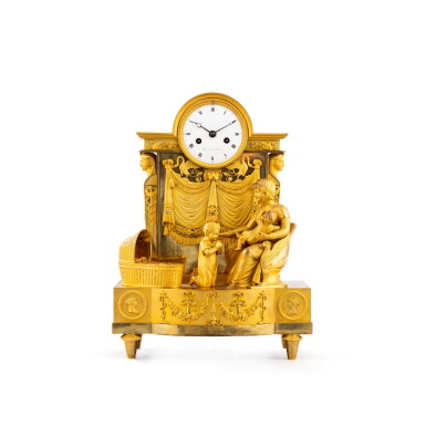 View full screen - View 1 of Lot 590. A Restauration gilt-bronze "l'enfant du miracle" mantel clock, circa 1825 | Pendule de "l'enfant du miracle" en bronze doré d'époque Restauration, vers 1825.