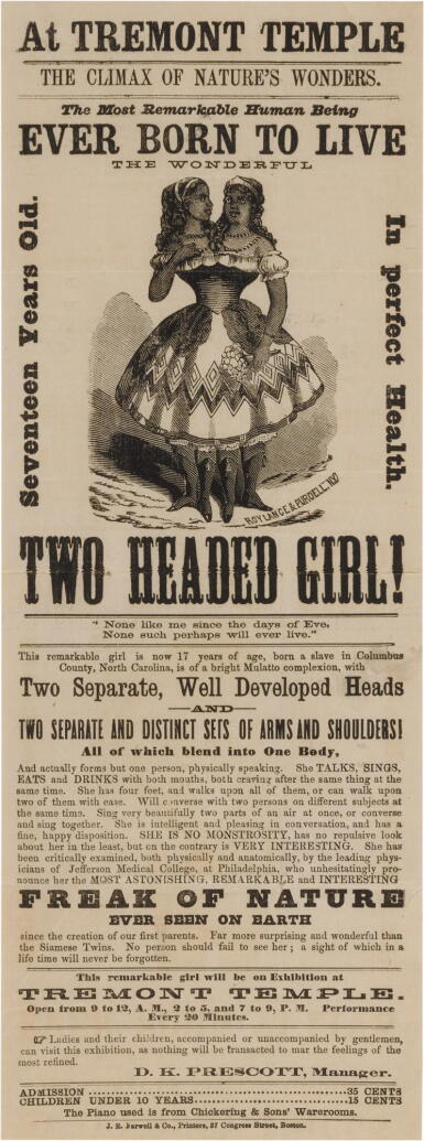 View full screen - View 1 of Lot 447. McCoy, Millie and Christine | "The Wonderful Two Headed Girl!".
