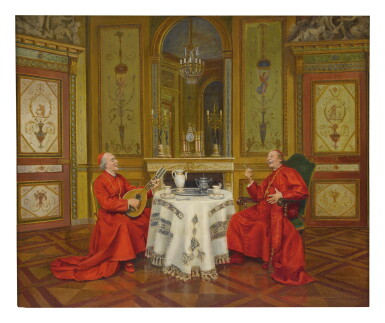 View full screen - View 1 of Lot 1114. MARCEL BRUNERY | TWO CARDINALS RELAXING IN A DRAWING ROOM .