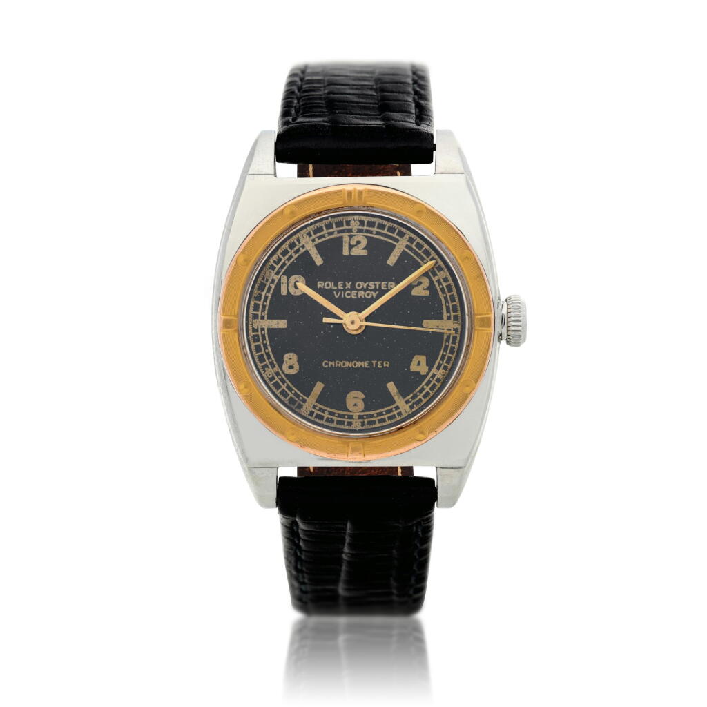 View full screen - View 1 of Lot 154. Reference 3359 Oyster Viceroy A yellow gold and stainless steel wristwatch, Circa 1945.
