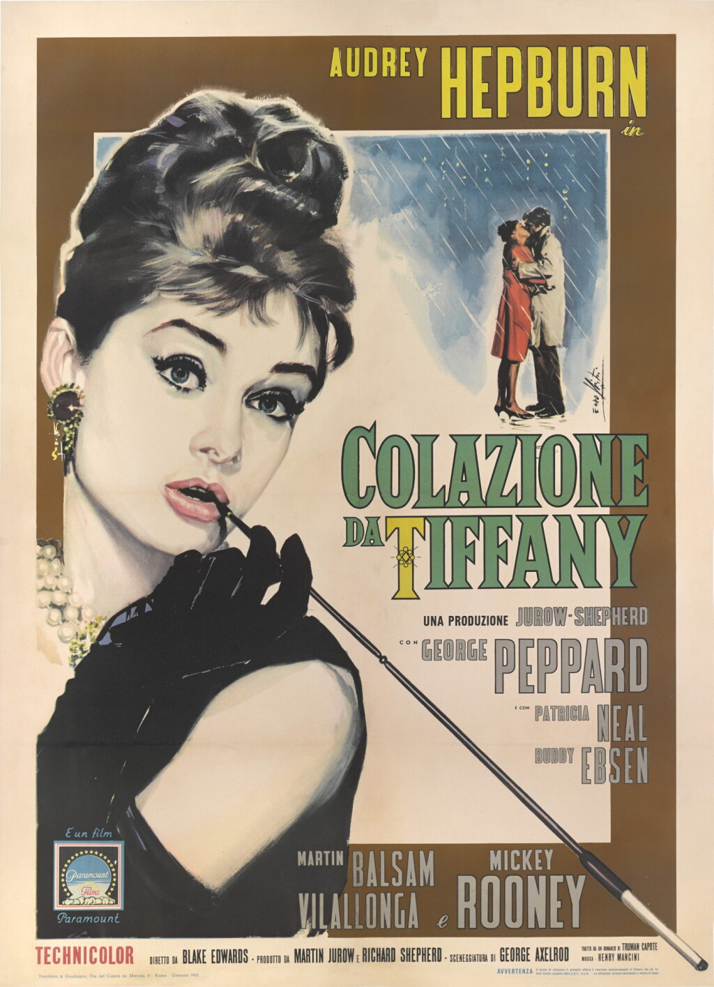 View full screen - View 1 of Lot 23. BREAKFAST AT TIFFANY'S/COLAZIONE DA TIFFANY (1961) POSTER, ITALIAN .