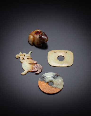 View full screen - View 1 of Lot 145. A group of four archaistic jade ornaments, Probably Qing dynasty | 或清 仿古玉飾一組四件.