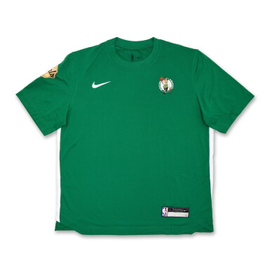 View full screen - View 1 of Lot 19. Payton Pritchard Boston Celtics 2024 NBA Finals Game Worn ‘Icon Edition’ Short Sleeve Shooting Shirt | Game 3 .
