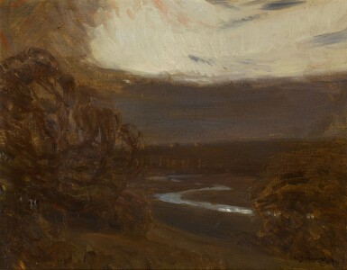 View full screen - View 1 of Lot 133. River Landscape at Twilight.