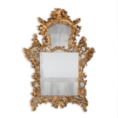 View full screen - View 1 of Lot 32. An Italian giltwood mirror, Venice, third quarter of 18th century | Miroir en bois doré, Venise, troisième quart du XVIIIe siècle.