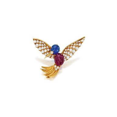 View full screen - View 1 of Lot 88. Van Cleef & Arpels | Sapphire, Ruby and Diamond Brooch.