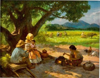 View full screen - View 1 of Lot 729. Fernando Cueto Amorsolo 阿莫索羅 | Noonday Meal 午餐.