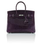 Aubergine Birkin 35cm in Porosus Crocodile with Palladium Hardware, 2012