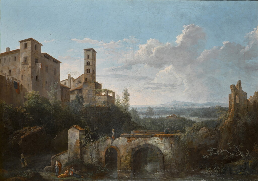 View full screen - View 1 of Lot 118. JULES CÉSAR DENIS VAN LOO | A RIVER LANDSCAPE WITH RUINS OF AN AQUEDUCT .