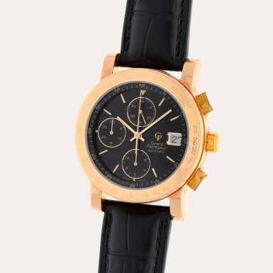 View full screen - View 1 of Lot 429. Reference 7000 | A pink gold chronograph wristwatch with date | Circa 1995.