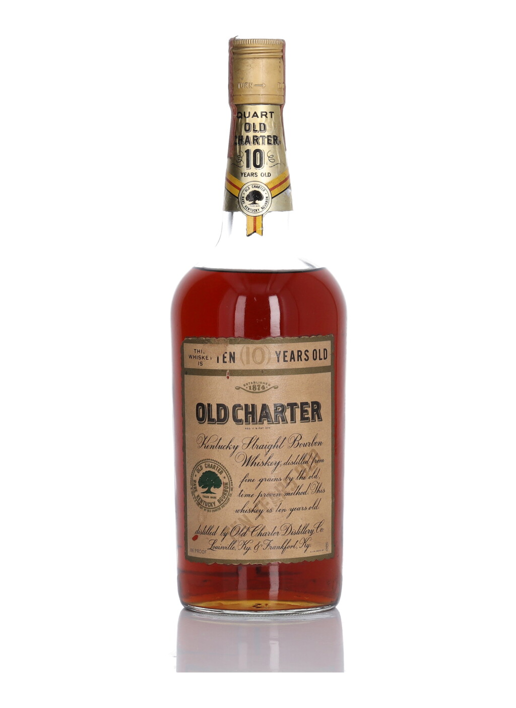 View full screen - View 1 of Lot 286. Old Charter 10 Year NV (1 Bottle Quart).