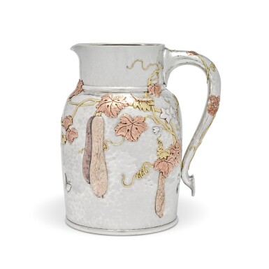View full screen - View 1 of Lot 917. American Silver and Mixed-Metal Japanesque Pitcher, Tiffany & Co., New York, Circa 1875.