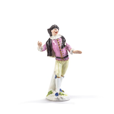 View full screen - View 1 of Lot 632. A Meissen porcelain Commedia dell’Arte figure of Scaramouche from the Duke of Weissenfels Series, circa 1745.