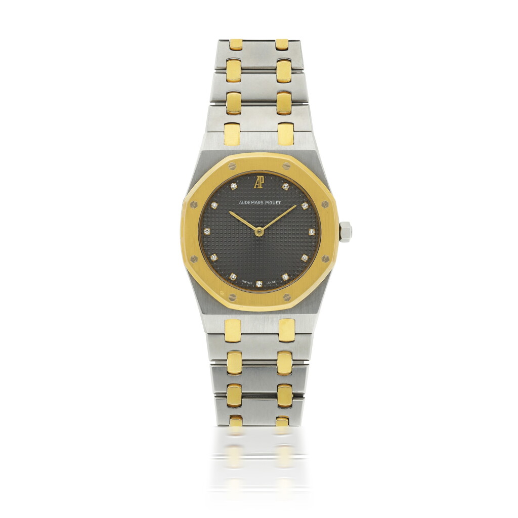 View full screen - View 1 of Lot 14. AUDEMARS PIGUET | ROYAL OAK REF D21118, A STAINLESS STEEL AND YELLOW GOLD QUARTZ WRISTWATCH WITH BRACELET CIRCA 1998.