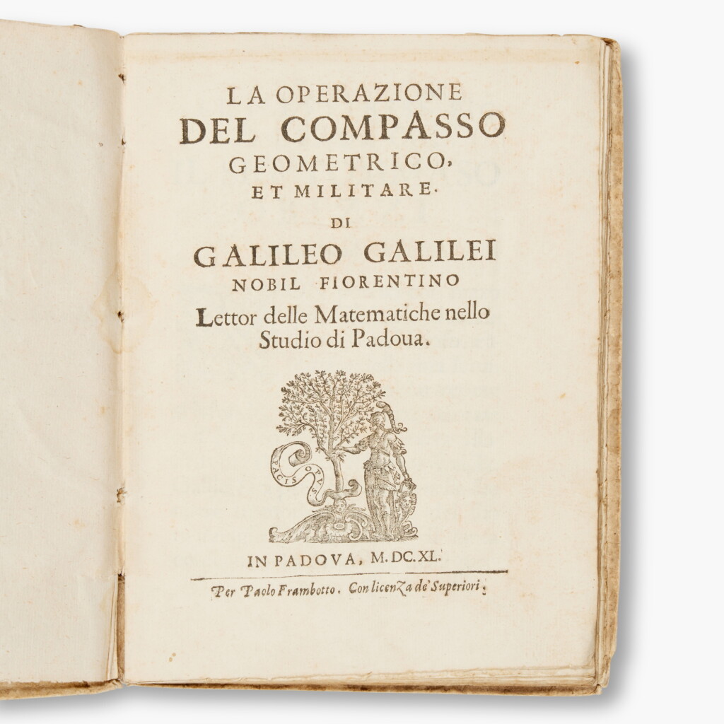 View full screen - View 1 of Lot 60. Galilei, Galileo | La operazione del compasso geometrico, et militare, Padua, 1640, original carta rustica.