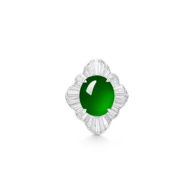 View full screen - View 1 of Lot 1833. Jadeite and Diamond Ring | 天然翡翠 配 鑽石 戒指.