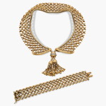Retro Gold and Diamond ‘Col Claudine’ Demi-Parure