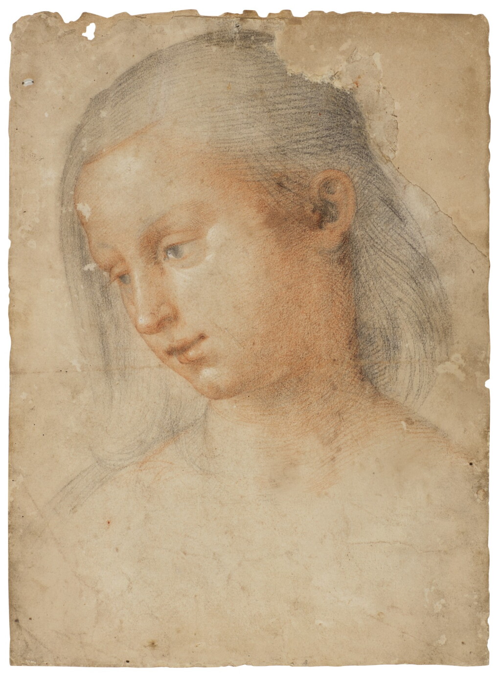 View full screen - View 1 of Lot 5. Study of a female head looking to the left .