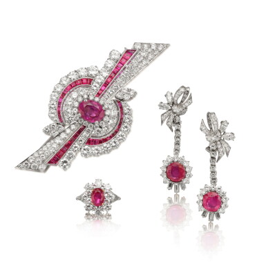 View full screen - View 1 of Lot 308. Suite of Ruby, Pink Sapphire and Diamond Jewels.