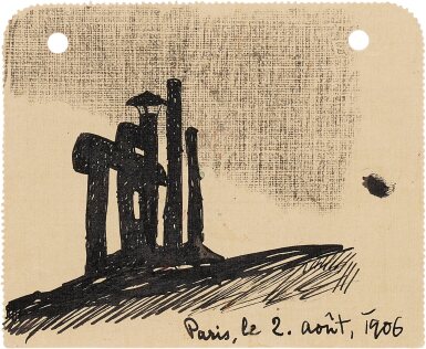 View full screen - View 1 of Lot 35. Paris (Chimney Pots at Night).