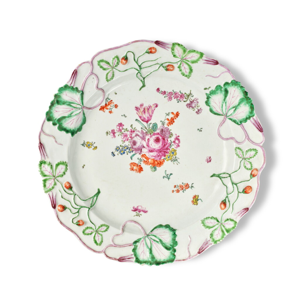 View full screen - View 1 of Lot 247. A Group of English Porcelain Leaf-form Dishes, Circa 1755-65.