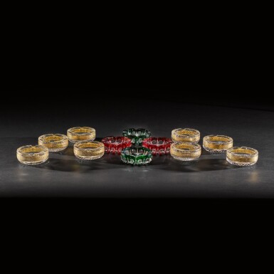 View full screen - View 1 of Lot 29. Eight Saint Louis 'Thistle' pattern circular ashtrays, and two further pairs of 'Ambassadeur' ashtrays, 20th century.