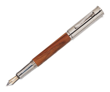 View full screen - View 1 of Lot 65. GRAF VON FABER-CASTELL | A LIMITED EDITION STAINLESS STEEL PLATED, DIAMOND, AND OLIVE WOOD FOUNTAIN PEN, CIRCA 2001.
