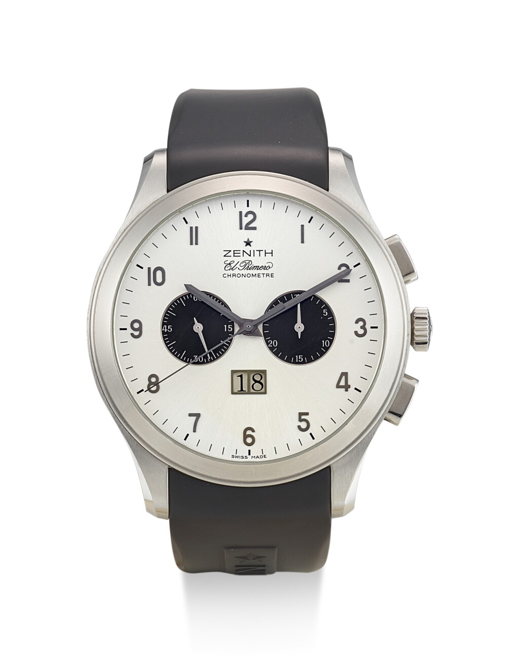 View full screen - View 1 of Lot 8189. ZENITH | EL PRIMERO GRANDE CLASS, REFERENCE 03 0520 4010, AN OVERSIZED STAINLESS STEEL CHRONOGRAPH WRISTWATCH WITH DATE, CIRCA 2008.