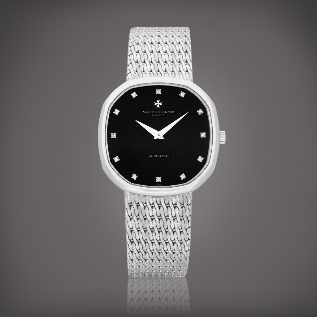 View full screen - View 1 of Lot 8745. A white gold and diamond-set bracelet watch, Circa 1975 | 江詩丹頓 | 白金鑲鑽石鏈帶腕錶,約1975 年製.