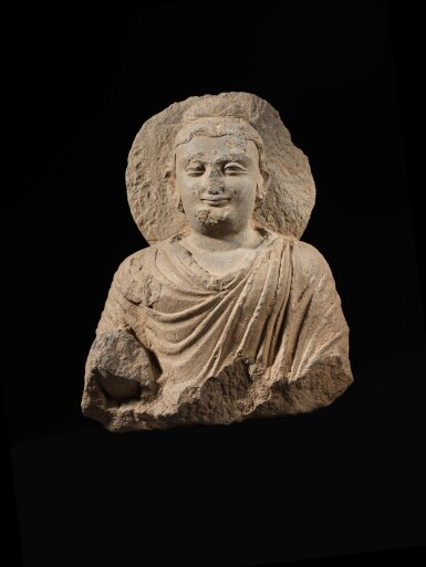 View full screen - View 1 of Lot 156. A gray schist torso of Buddha Ancient Region of Gandhara, 2nd - 3rd century.