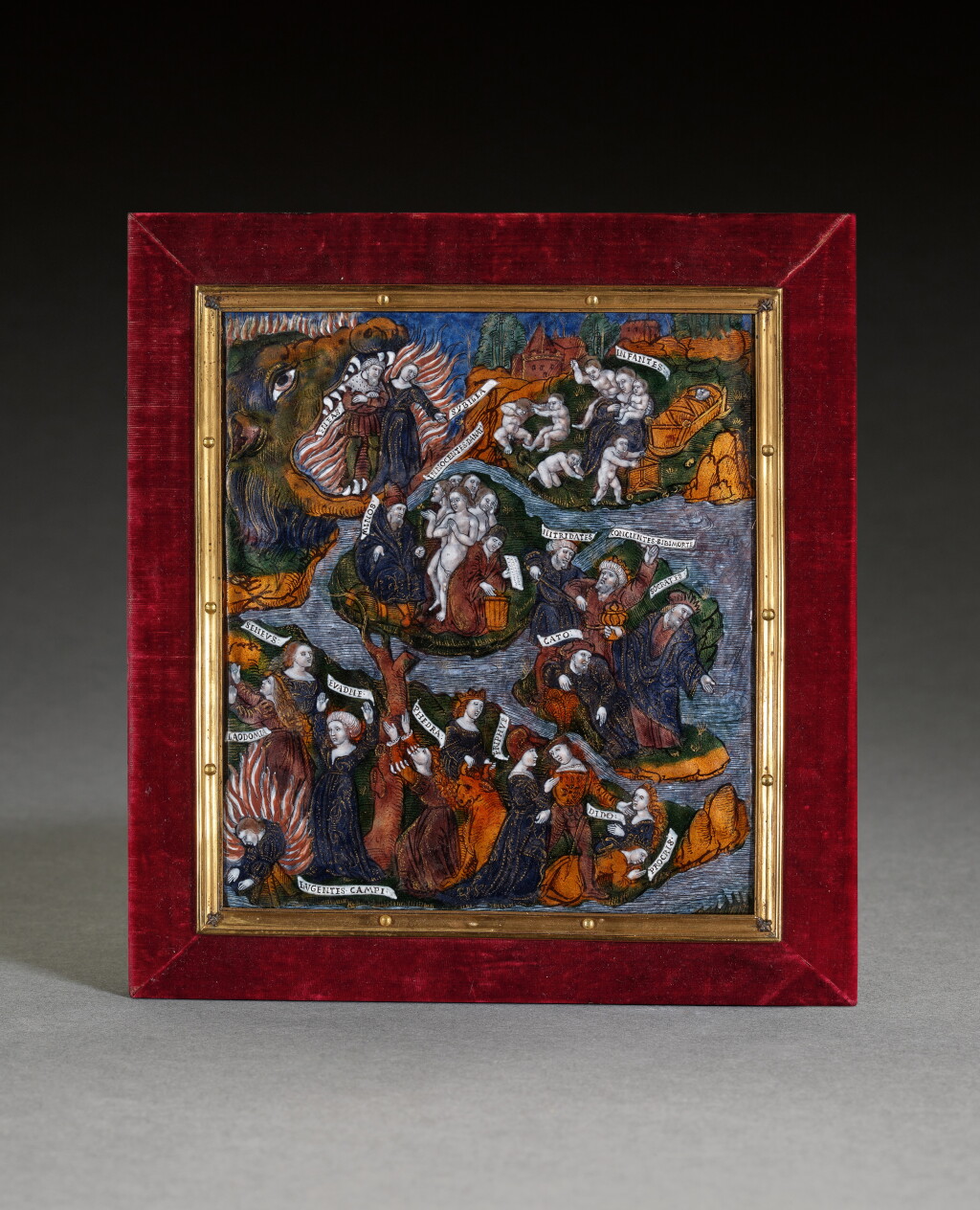 View full screen - View 1 of Lot 44. Plaque with the Descent of Aeneas to the Underworld and the Tribunal of Minos.
