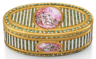 View full screen - View 1 of Lot 49. A GOLD AND ENAMEL SNUFF BOX, 19TH CENTURY.