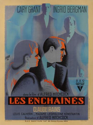 View full screen - View 1 of Lot 68. NOTORIOUS / LES ENCHAINES (1946) POSTER, FRENCH.