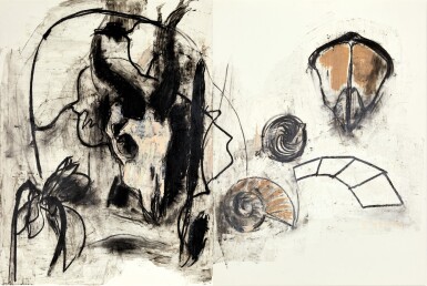 View full screen - View 1 of Lot 858. Yang Chihung 楊識宏 | Skull and shell (diptych) 頭骨與貝殼(雙聯作).